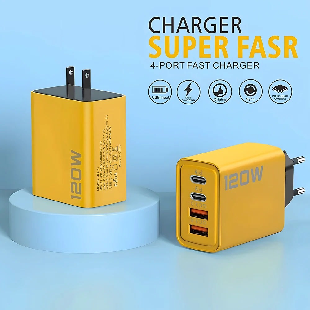 120W Fast Charger Type C USB C PD Charger Quick Charge 3.0 USB Charger Adapter For iPhone 15 14 13 Samsung Xiaomi Wall Charger