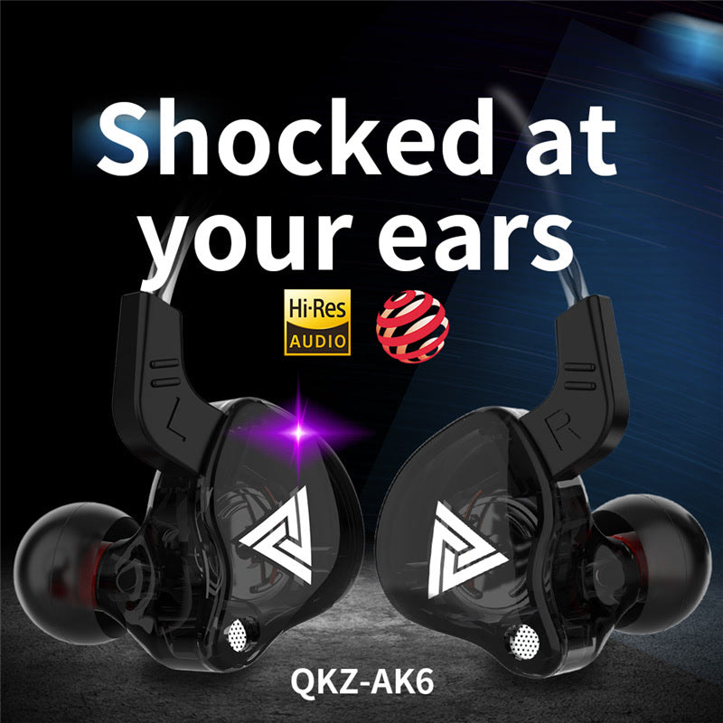 Original QKZ AK6 Copper Driver HiFi Wired Earphone 3.5MM Race Sport Headphone Bass Stereo Headset Music Earbuds In Ear With Mic