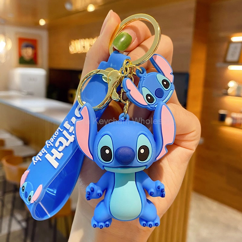 Anime Disney Keychain Cartoon Mickey Mouse Minnie Lilo & Stitch Cute Doll Keyring Ornament Key Chain Car Pendant Kids Gifts