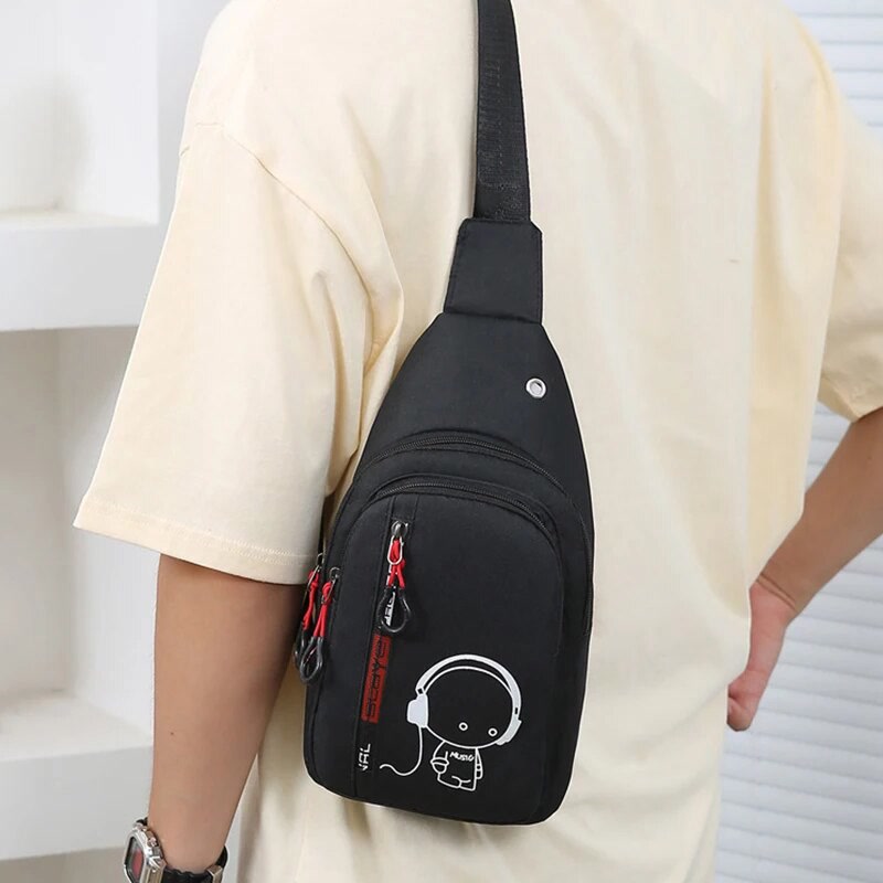 Men's Chest Bag 2024 New Casual Fashion Shoulder Bag Male Hand Crossbody Korean Cycling Backpack