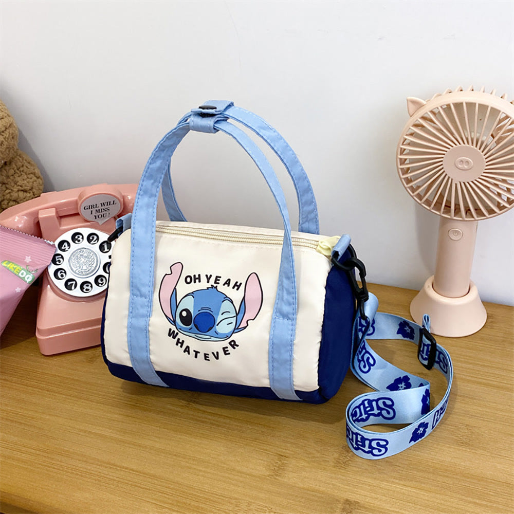 Stitch Canvas Bucket Bag Cute Cartoon Handbag Casual All-match Crossbody Bag Portable Anime Satchel Tote Women Fashion Backpacks