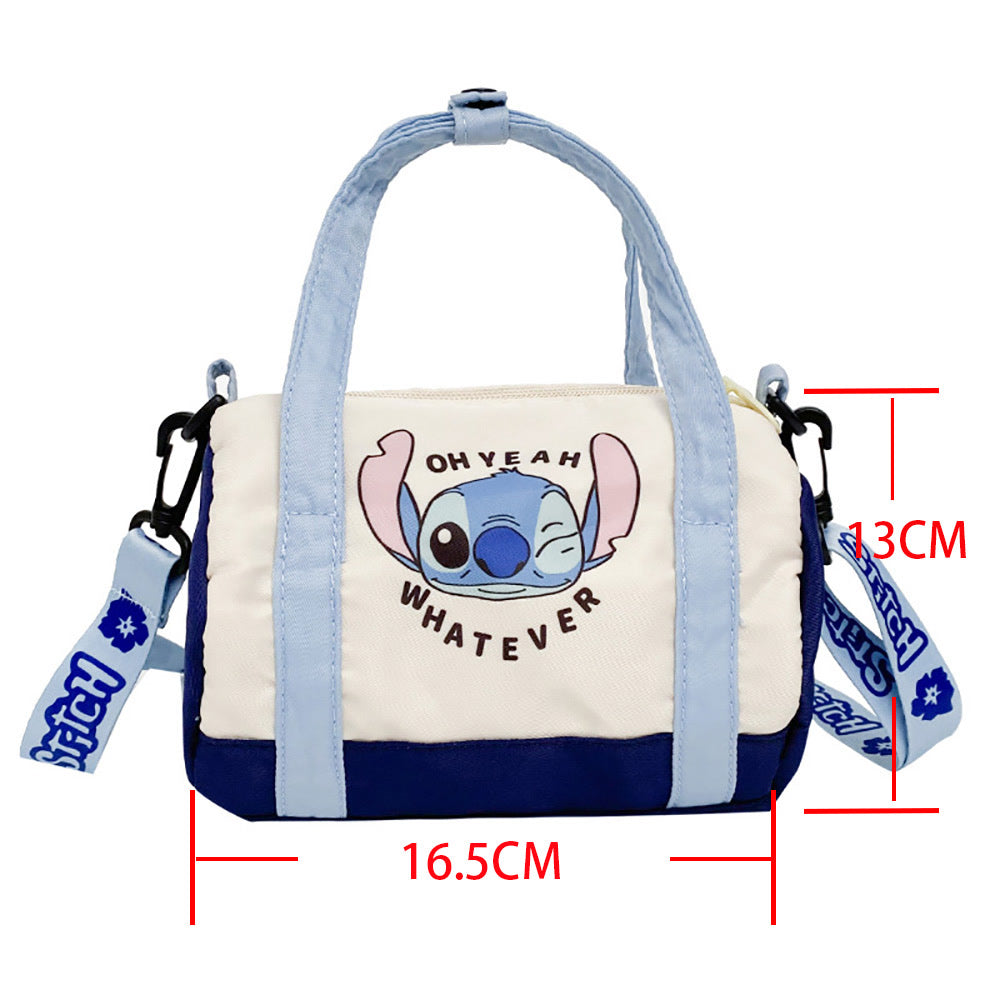 Stitch Canvas Bucket Bag Cute Cartoon Handbag Casual All-match Crossbody Bag Portable Anime Satchel Tote Women Fashion Backpacks