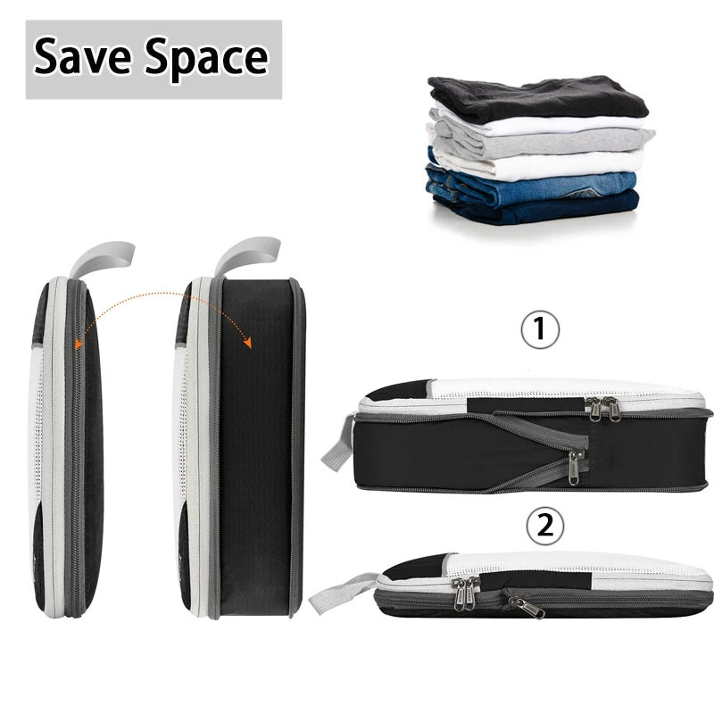 6Pcs Set Travel Storage Organizer Portable Clothes Storage Bags Lightweight Suitcase Bag Compressed Packing Cubes Luggage Bags