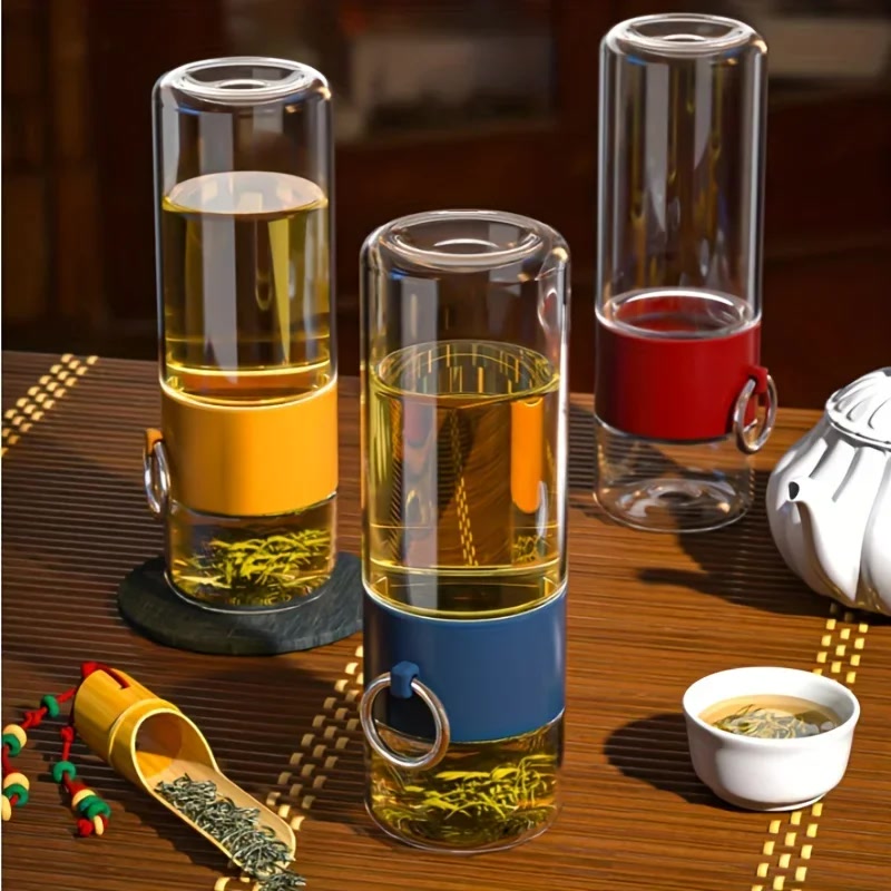 Reusable 400ML Tea Water Bottle with Tea Filter Portable Tea Water Cup Plastic Leak Proof Car Mounted Kettle Office Outdoor