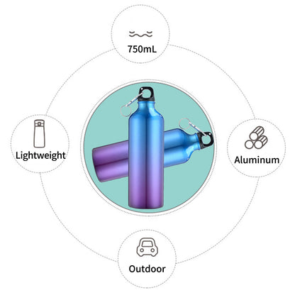 750mL Water Bottle with Carabiner Portable Reusable Leakproof Aluminum Water Jug for Hiking Travel Outdoor Sports Gym Fitness