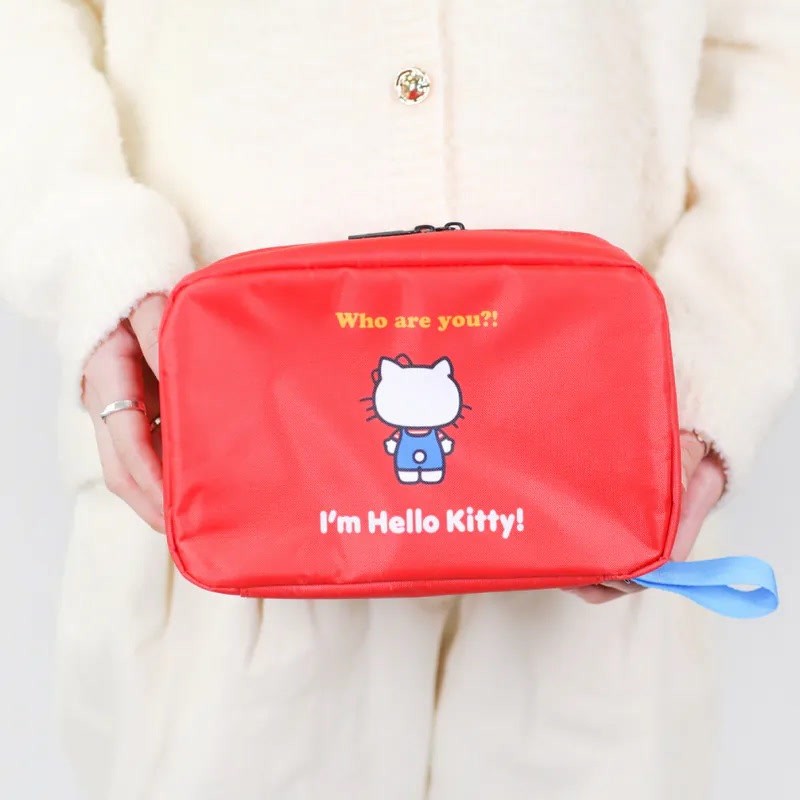 Sanrio Hello Kitty Cartoon Fold Cosmetic Storage Bag Portable Large Capacity Hangable Wall Handbag A Birthday Gifts for Girls