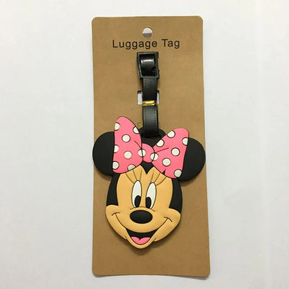 Cute Mickey and Minne Luggage Travel Accessories Tag Silica Gel Suitcase ID Addres Holder Baggage Boarding Tag Portable Label