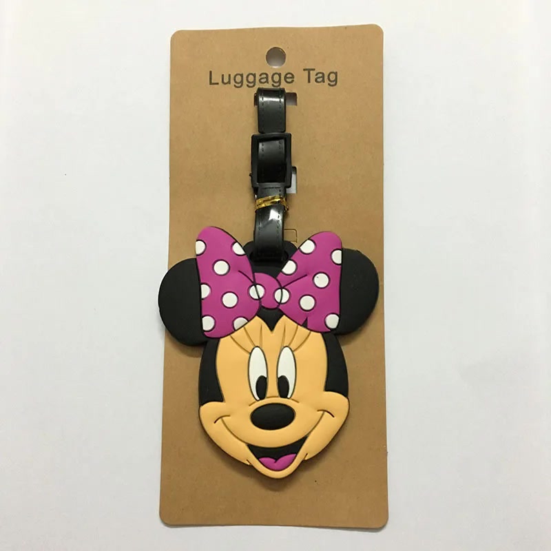 Cute Mickey and Minne Luggage Travel Accessories Tag Silica Gel Suitcase ID Addres Holder Baggage Boarding Tag Portable Label