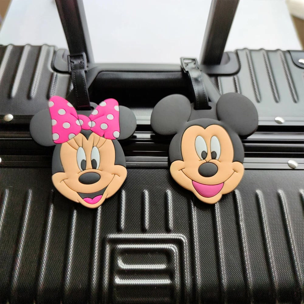 Cute Mickey and Minne Luggage Travel Accessories Tag Silica Gel Suitcase ID Addres Holder Baggage Boarding Tag Portable Label