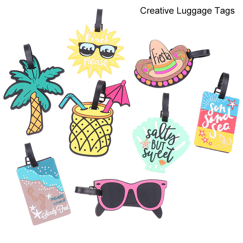 Hawaii Beach PVC Creative Luggage Tag Suitcase ID Addres Holder Fruit Baggage Boarding Tag Silica Travel Portable Suitcase Label