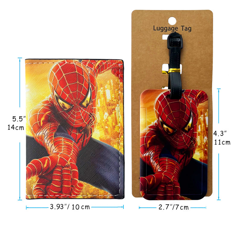 1Set Superheroes Passport Cover and Luggage Tags Travel Passport Holder Baggage Tag Business ID Card Holder Luggage Label