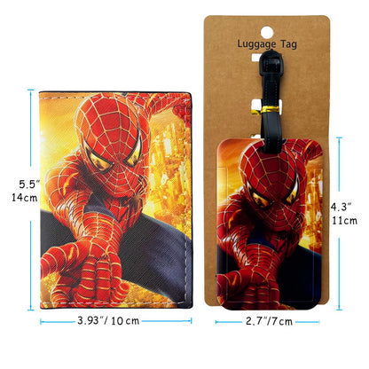 1Set Superheroes Passport Cover and Luggage Tags Travel Passport Holder Baggage Tag Business ID Card Holder Luggage Label