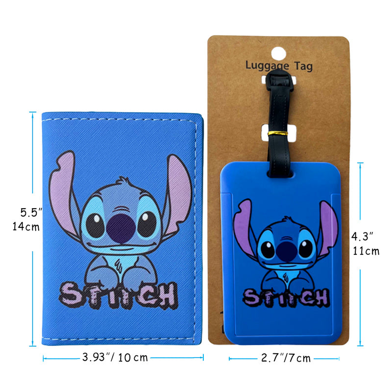 1Set STITCH Passport Cover and Luggage Tags Disney Travel Passport Holder Baggage Tag Business ID Card Holder Luggage Label