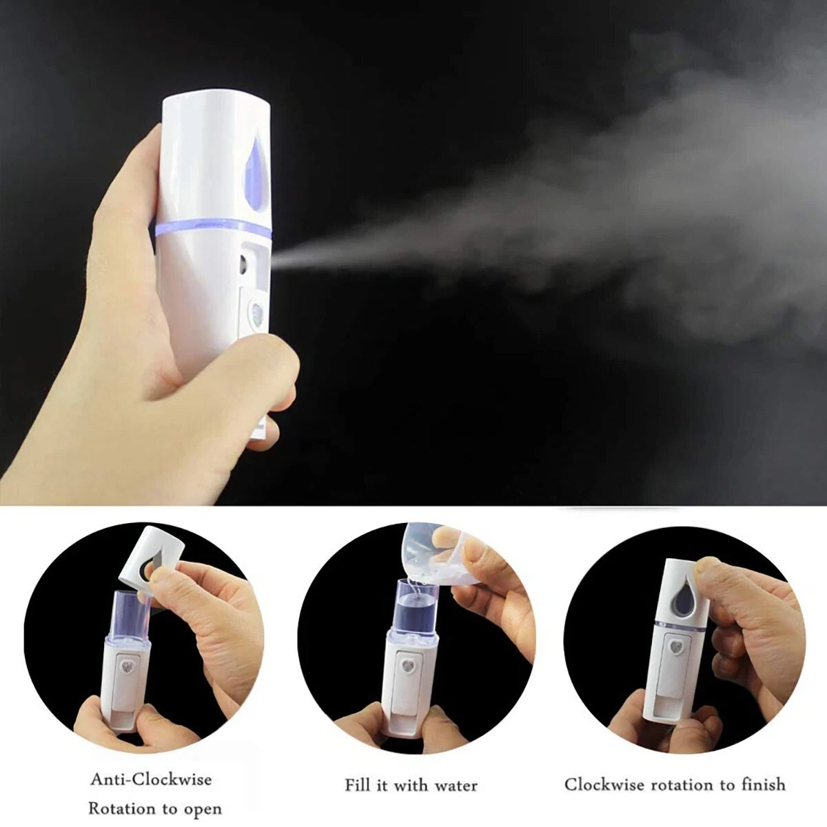 20ml Face Steamer Air Humidifier Portable Facial Sprayer Nebulizer Hydrating Anti-aging Mini Nano Wrinkle Women Beauty Skin Care