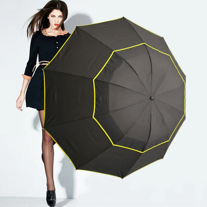 130cm Double Strong Wind Resistant Umbrella Rain Women Large Folding Non-automatic Umbrellas Men Family Travel Business Paraguas