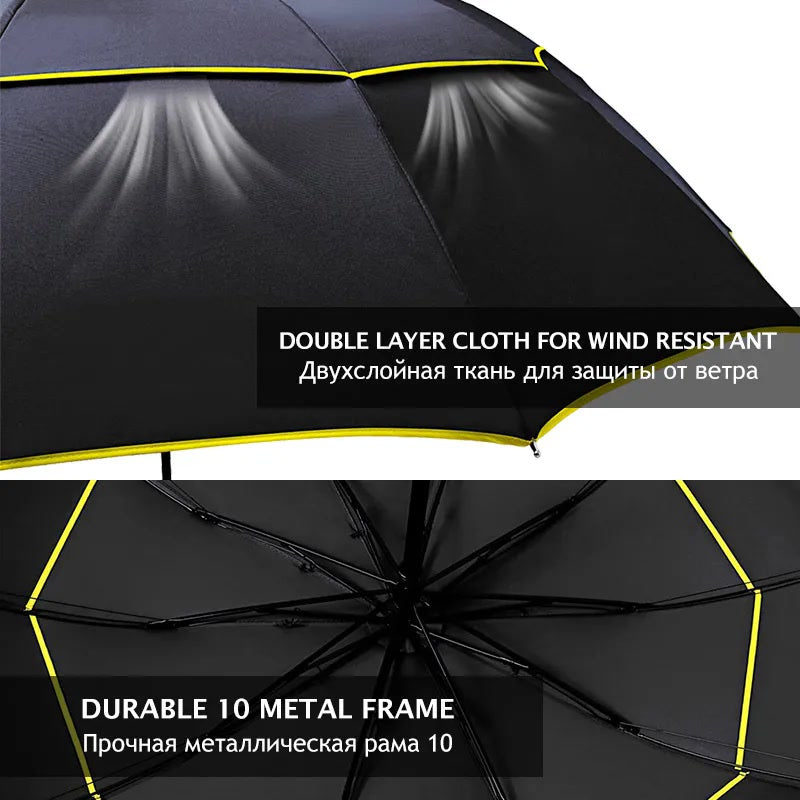 130cm Double Strong Wind Resistant Umbrella Rain Women Large Folding Non-automatic Umbrellas Men Family Travel Business Paraguas