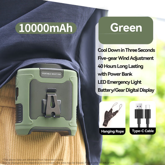 20000mAh Waist Fan: LED Power Bank