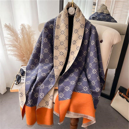 2023 Brand Warm Cashmere Poncho Shawl Scarf Luxury Print Thick Pashmina Winter Blanket Wraps Bufanda Casual Hijab Stoles Echarpe