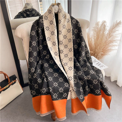 2023 Brand Warm Cashmere Poncho Shawl Scarf Luxury Print Thick Pashmina Winter Blanket Wraps Bufanda Casual Hijab Stoles Echarpe