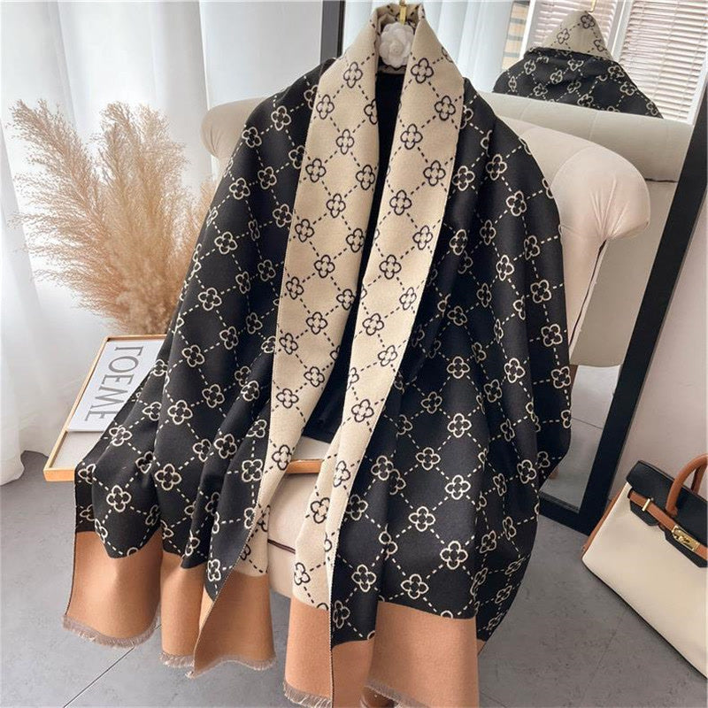 2023 Brand Warm Cashmere Poncho Shawl Scarf Luxury Print Thick Pashmina Winter Blanket Wraps Bufanda Casual Hijab Stoles Echarpe