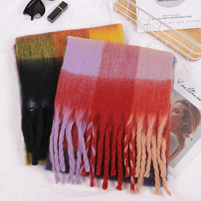 2023 New Men Women Cashmere Scarf Thicked Warm Blanket Colorful Plaid Long Tassels Soft Shawls Neck Wraps Scarves