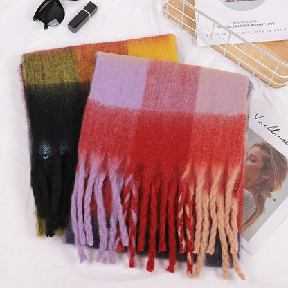 2023 New Men Women Cashmere Scarf Thicked Warm Blanket Colorful Plaid Long Tassels Soft Shawls Neck Wraps Scarves