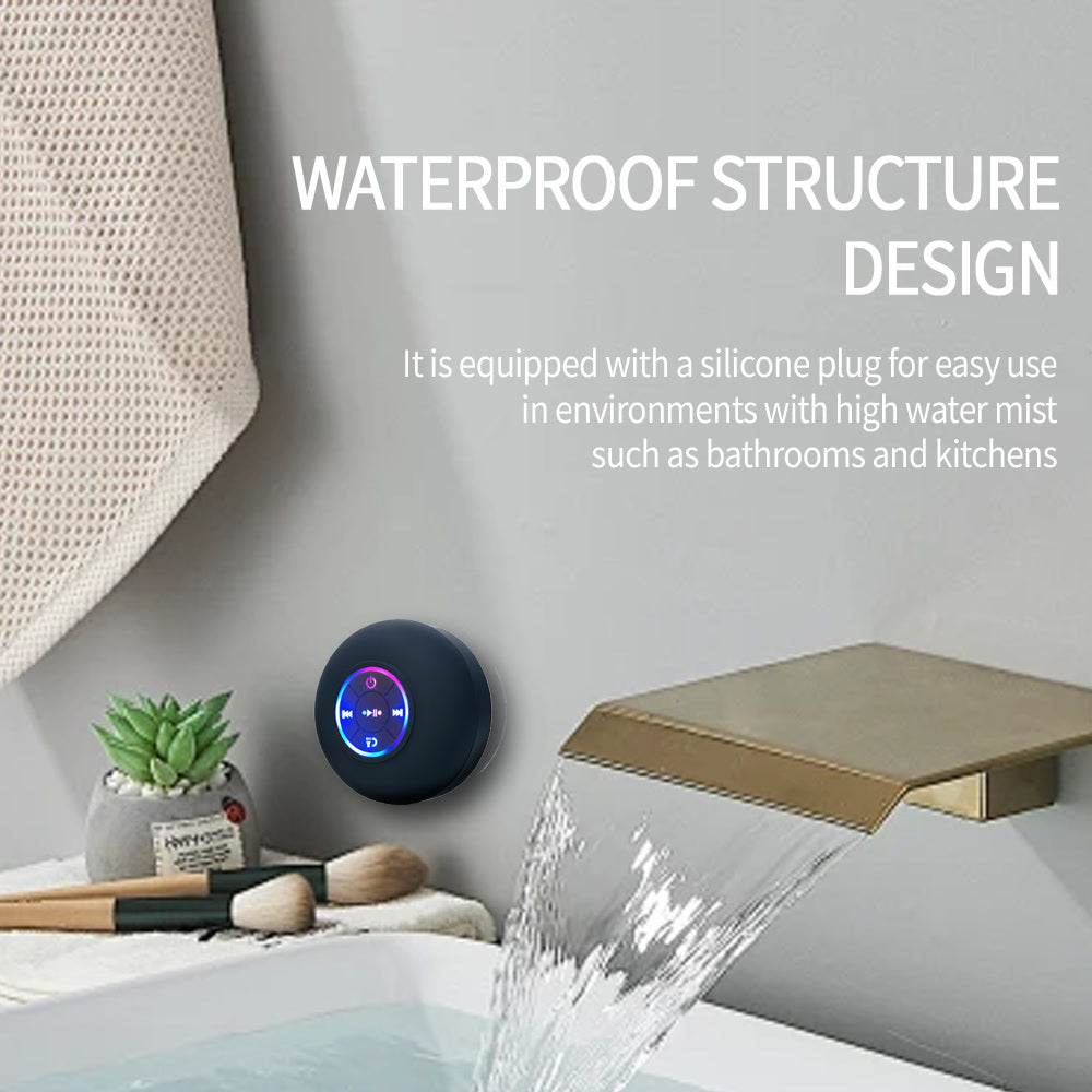 Portable Wireless Bluetooth Speaker LED IPX4 Waterproof Loudspeaker Outdoor Bathroom Large Suction Cup Mini Stereo Sound Box