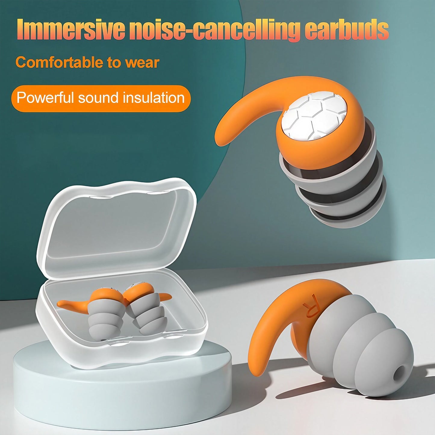 1 Pair Soft Silicone Earplugs - Noise Canceling, Waterproof, Comfortable Fit, for Sleep, Swimming, Creating a Silent Environment