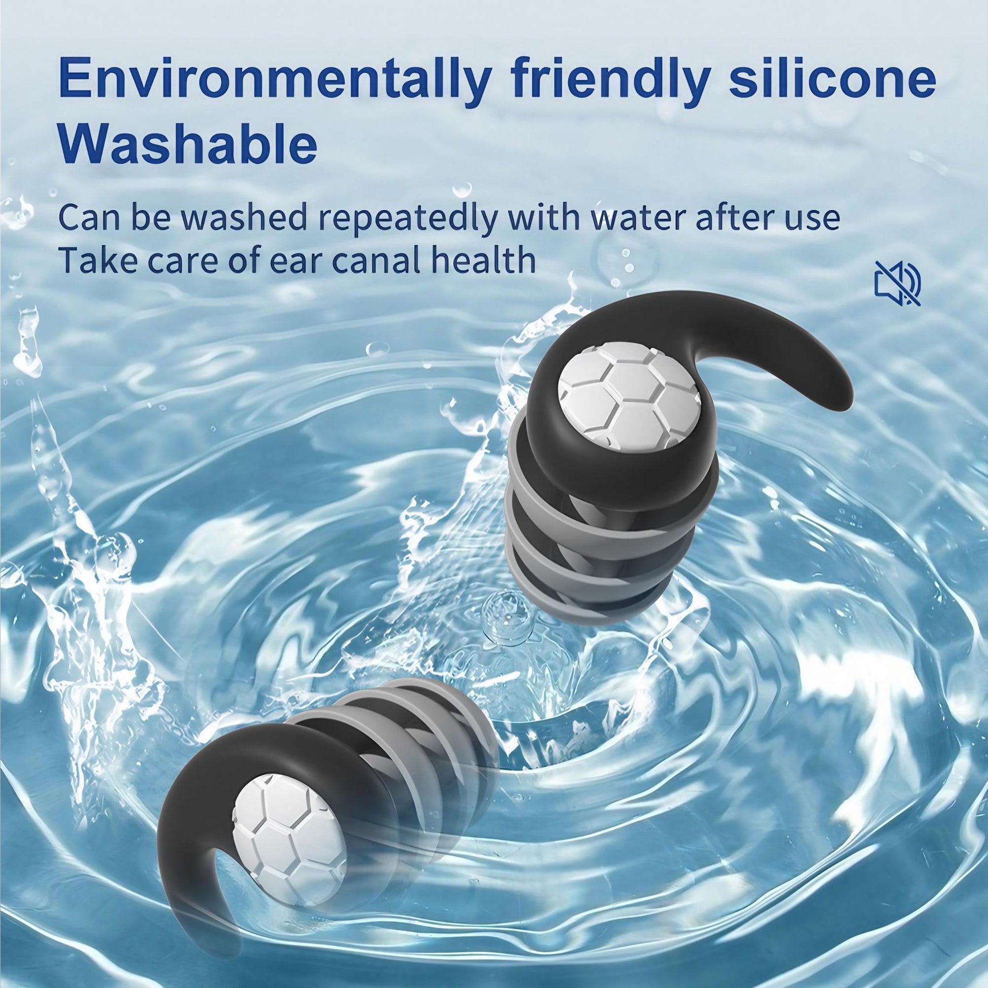 1 Pair Soft Silicone Earplugs - Noise Canceling, Waterproof, Comfortable Fit, for Sleep, Swimming, Creating a Silent Environment