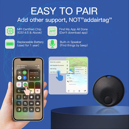 New Mini Smart Tag, Bluetooth Luggage Tracker. Works with Apple Find My (iOS Only), Item Locator for Key, Luggage, Backpack