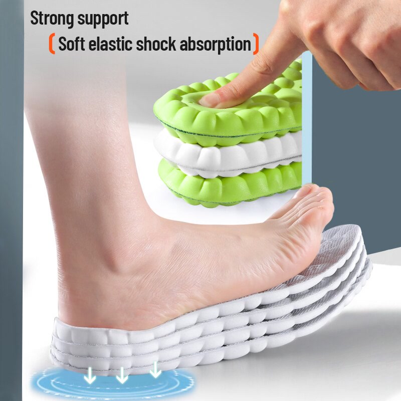 Sport Insoles for Shoes 4D Shock Absorption Deodorant Breathable Cushion Running Insoles for Feet Man Women