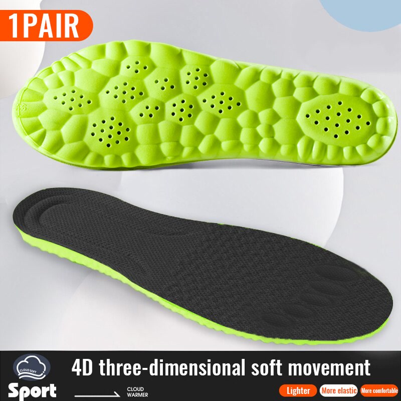 Sport Insoles for Shoes 4D Shock Absorption Deodorant Breathable Cushion Running Insoles for Feet Man Women