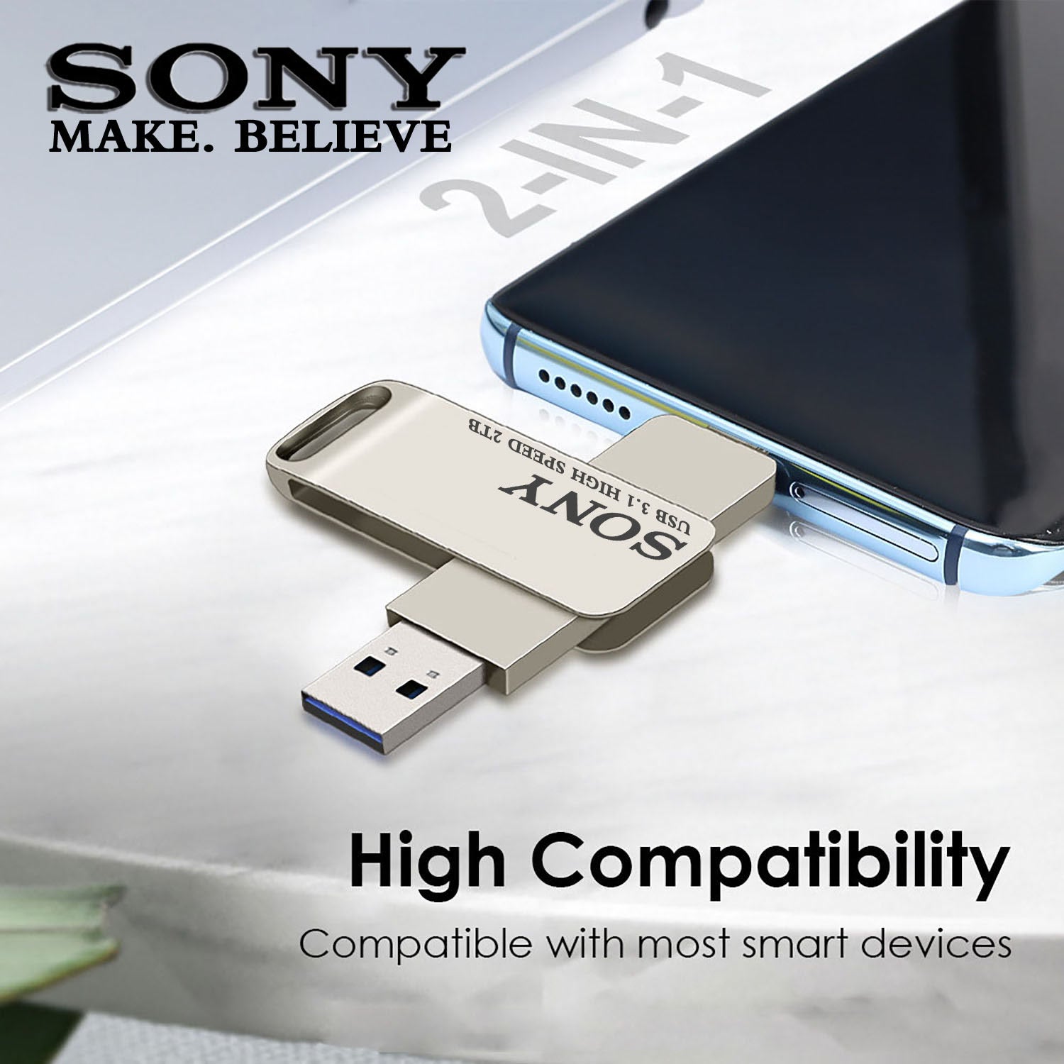 SONY PenDrive 2TB High Speed USB Type C Flash Drive 1TB Metal Pendrive 512GB 256GB Portable Memoria USB Stick For Xiaomi Phone