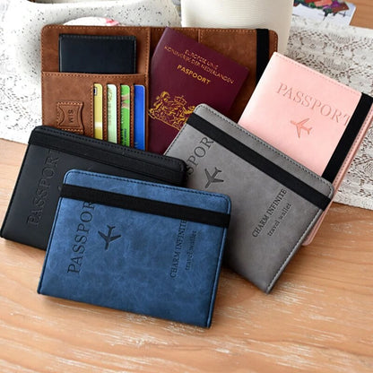 RFID Passport Cover Wallet Holder PU Leather Card Holder Passport Case Travel Essentials for Women Men Family Vacation