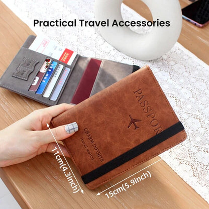 RFID Passport Cover Wallet Holder PU Leather Card Holder Passport Case Travel Essentials for Women Men Family Vacation