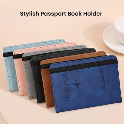 RFID Passport Cover Wallet Holder PU Leather Card Holder Passport Case Travel Essentials for Women Men Family Vacation