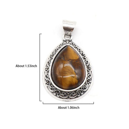 Natural Stone Crystal Water Drops Pendant Alloy Electroplate Tiger Eye Amethyst Quartz Abalone Bebey Necklace Jewelry Accessory