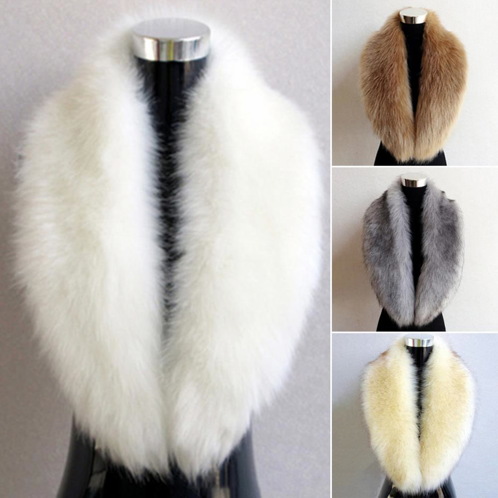 Women Winter Scarf Cozy Fuzzy Imitation Fur Solid Color Soft Lightweight Thickened Warm Decorative Collar Shawl Neck Wrap