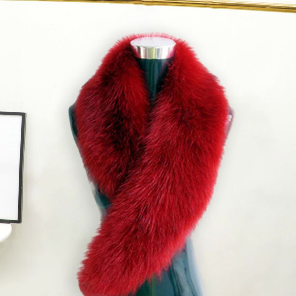 Women Winter Scarf Cozy Fuzzy Imitation Fur Solid Color Soft Lightweight Thickened Warm Decorative Collar Shawl Neck Wrap