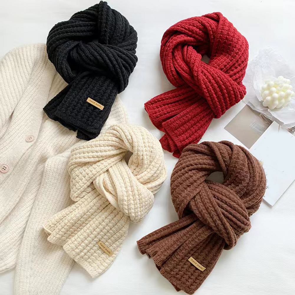 Deer Plush Scarf Winter Neckwear Cozy Solid Color Knitting Scarf for Men Women Thickened Winter Neck Wrap Garment Warm Clothing