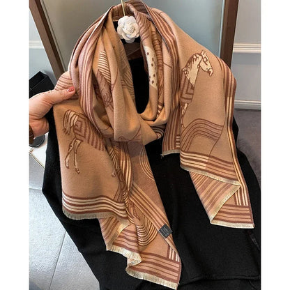 Cashmere Scarf: Luxury Horse Design for Women