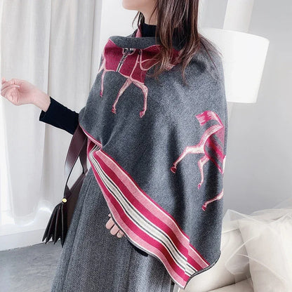 Cashmere Scarf: Luxury Horse Design for Women