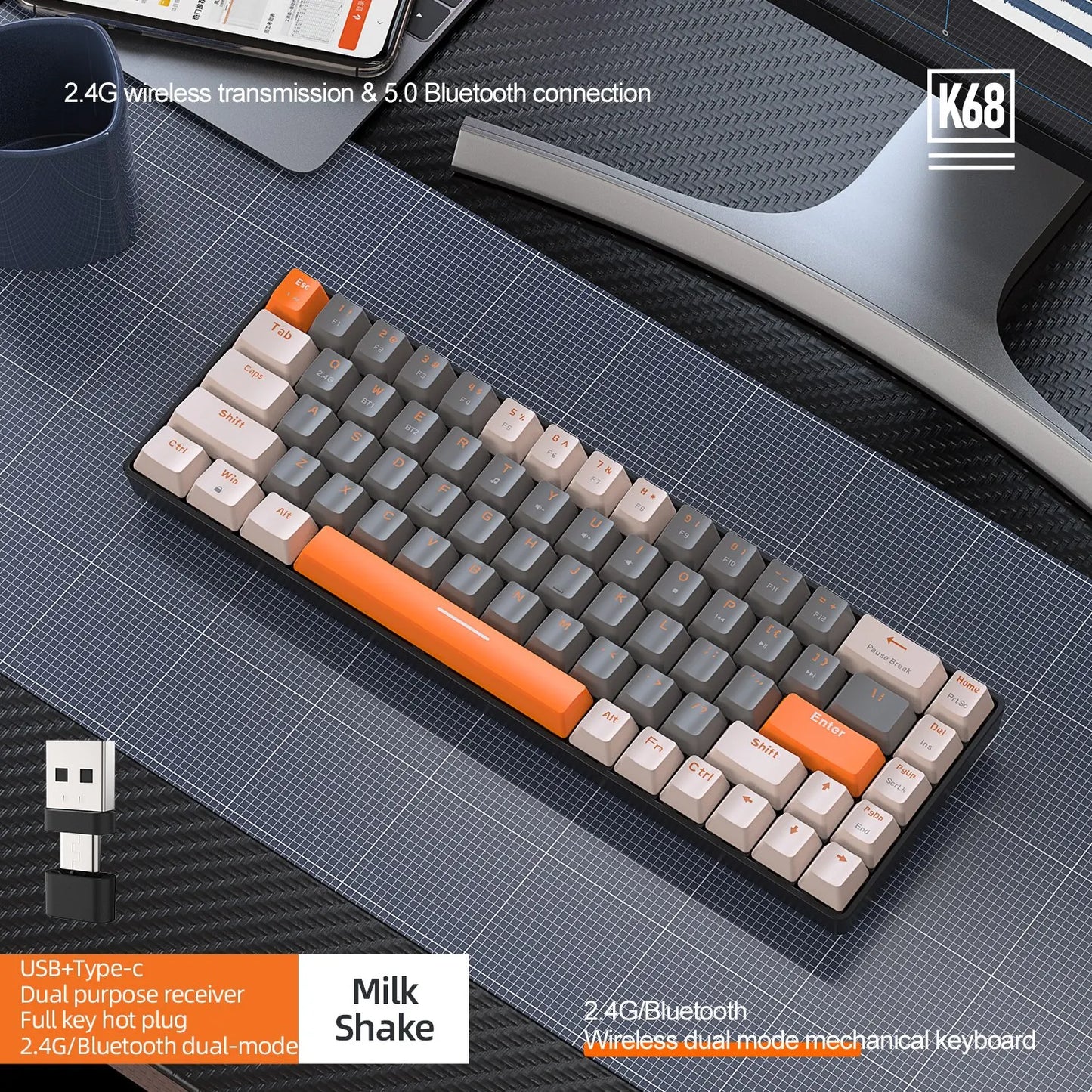 Mini 68-Key Wireless Keyboard