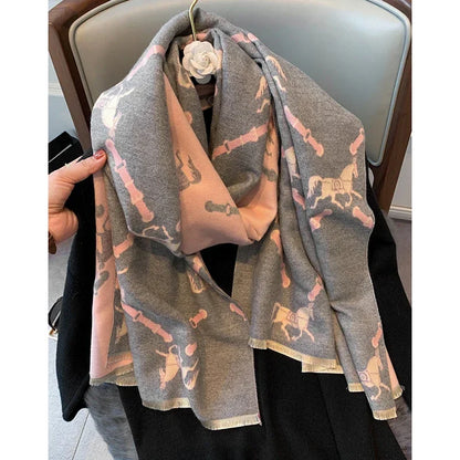 Cashmere Scarf: Luxury Horse Design for Women