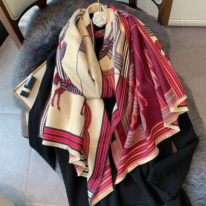 Cashmere Scarf: Luxury Horse Design for Women