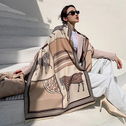 Cashmere Scarf: Luxury Horse Design for Women